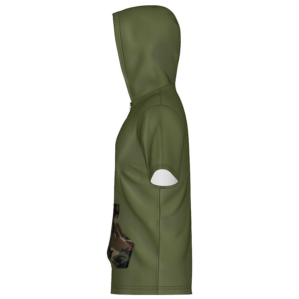 Camo Unisex 1/4 Zip Hoodie Short Sleeve