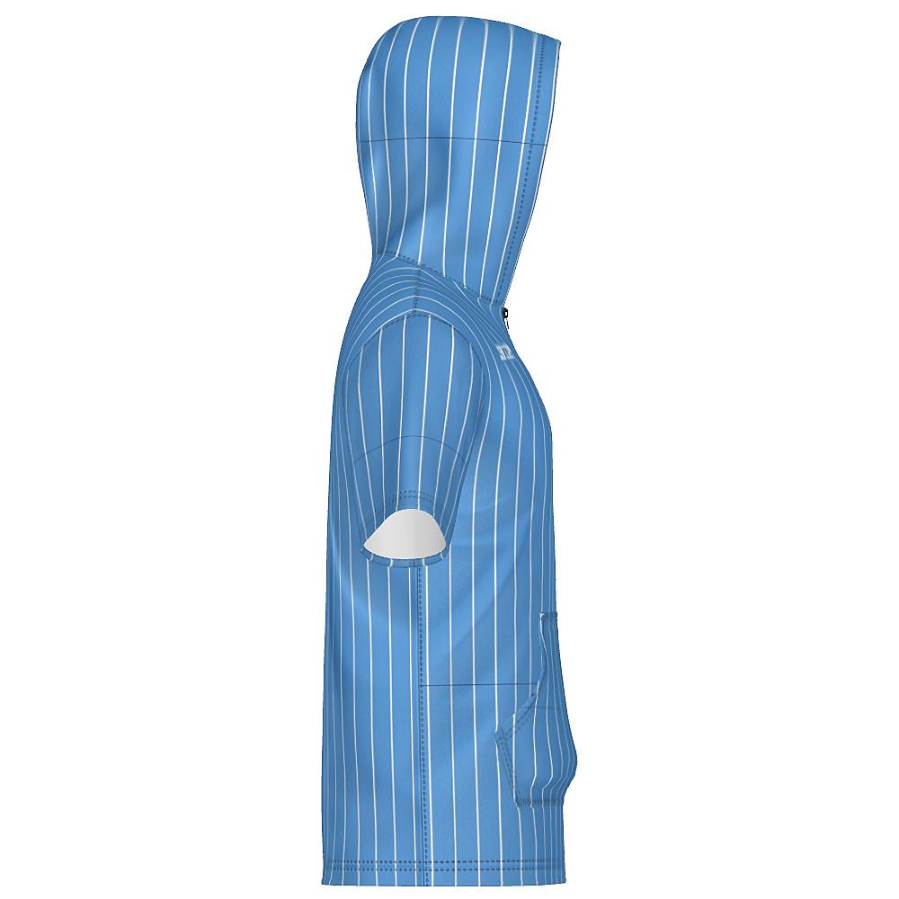 Pinstripe Unisex 1/4 Zip Hoodie Short Sleeve