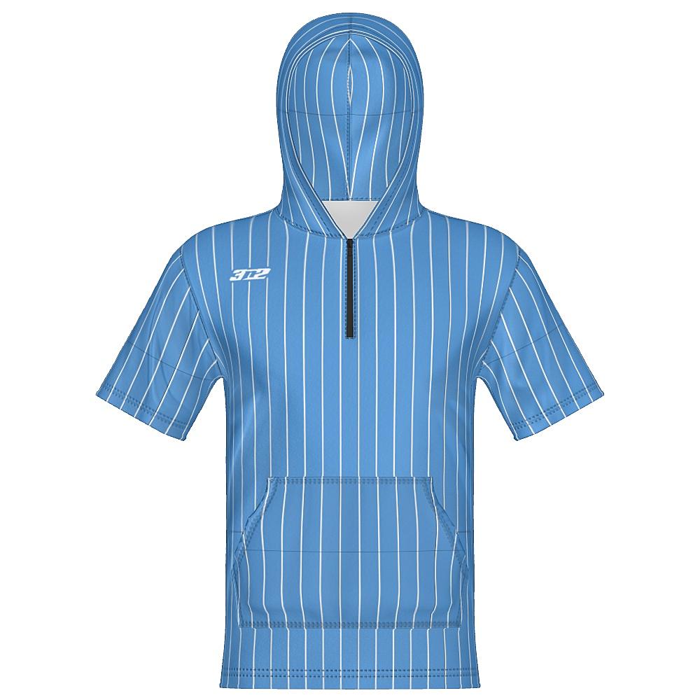 Pinstripe Unisex 1/4 Zip Hoodie Short Sleeve