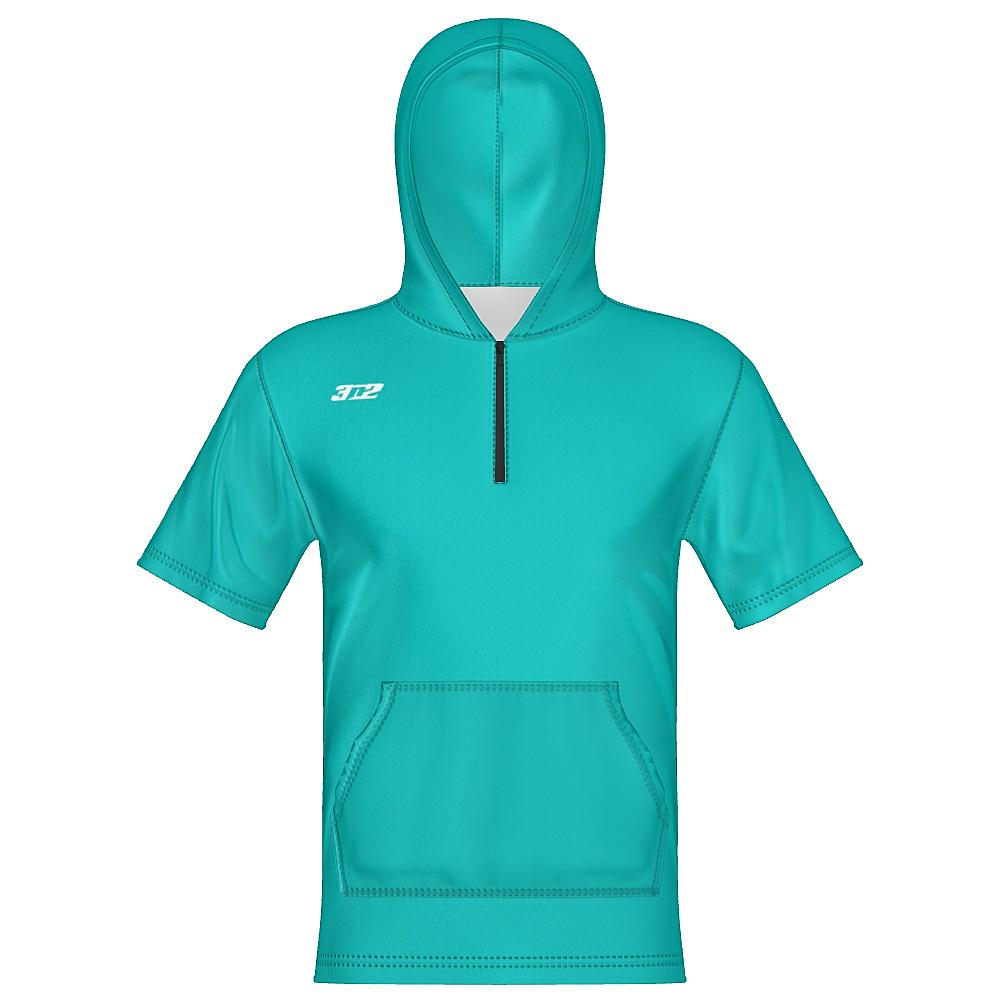Solid Unisex 1/4 Zip Hoodie Short Sleeve