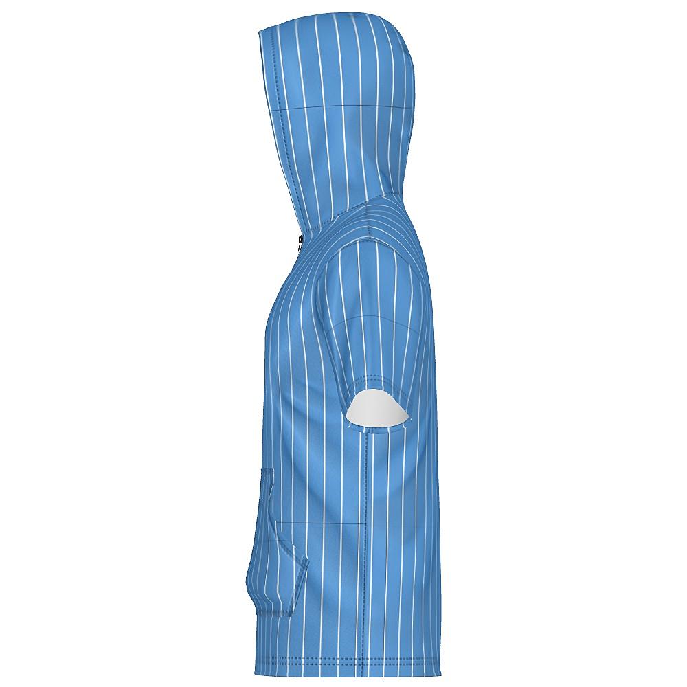Pinstripe Unisex 1/4 Zip Hoodie Short Sleeve