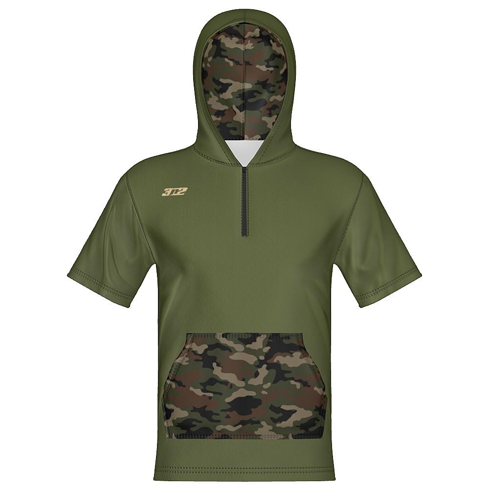 Camo Unisex 1/4 Zip Hoodie Short Sleeve