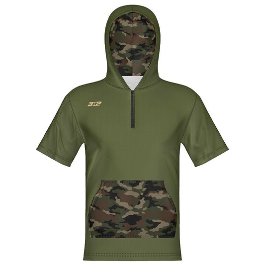 Camo Unisex 1/4 Zip Hoodie Short Sleeve