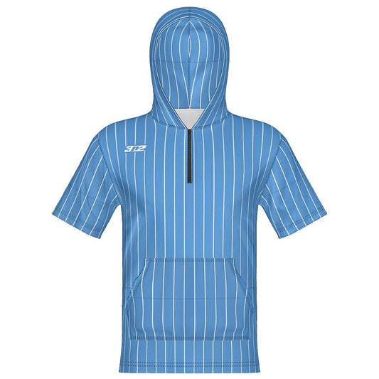 Pinstripe Unisex 1/4 Zip Hoodie Short Sleeve