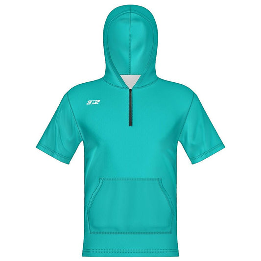 Solid Unisex 1/4 Zip Hoodie Short Sleeve